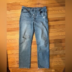 Levi's Light Blue Distressed Ankle Jeans